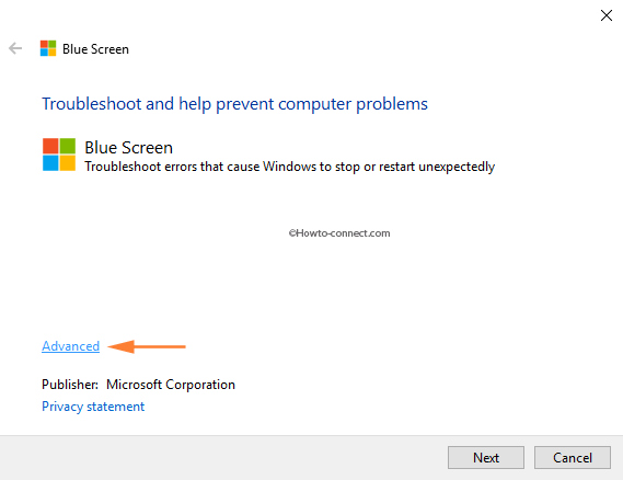 Blue Screen Troubleshooter Advanced link