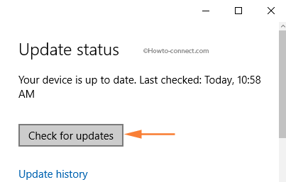 Check for updates button Windows 10 Update
