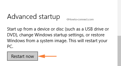 Advanced startup Restart button Update & security