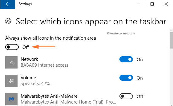 always show all icons in the notification area