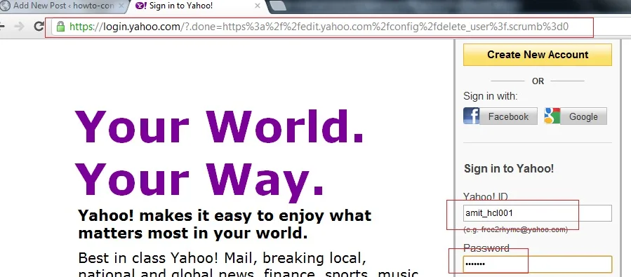 Login yahoo account