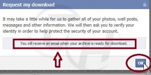 facebook message show of receive mail