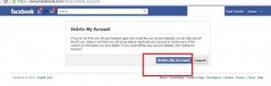 delete account in facebook
