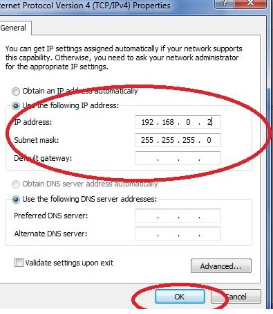 insert IP address in network properties insert IP address in network properties