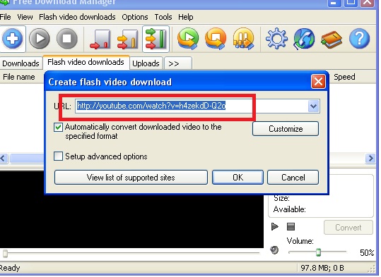 paste url to start downloading youtube videos with fdm
