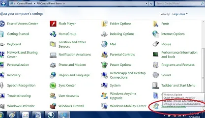Find automatic update tab