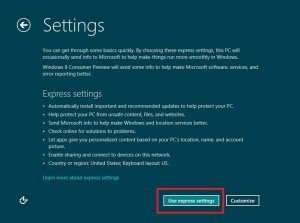 windows 8 express setting windows 8 express setting