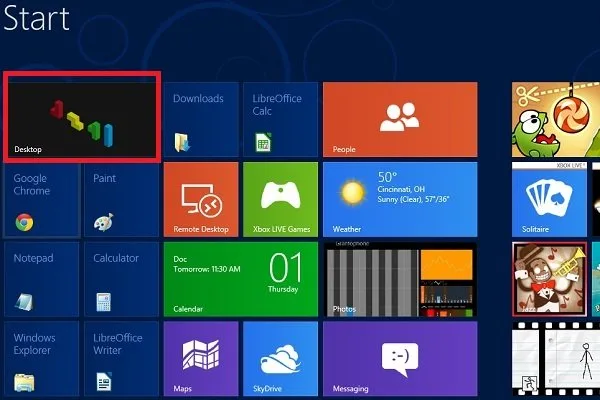 Metro Start interface in windows 8