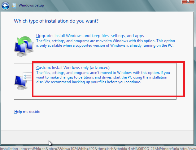 Select Custom type install Select Custom type install