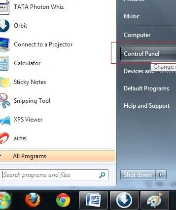 Select Control Panel