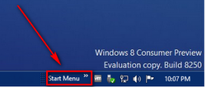 windows 8 start in taskbar