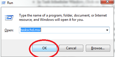 Task command in RUN box Task command in RUN box