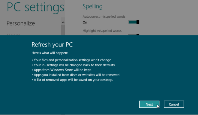 Take action in refresh windows 8 PC How to Refresh Windows 8 / Reset on Laptop, Computer