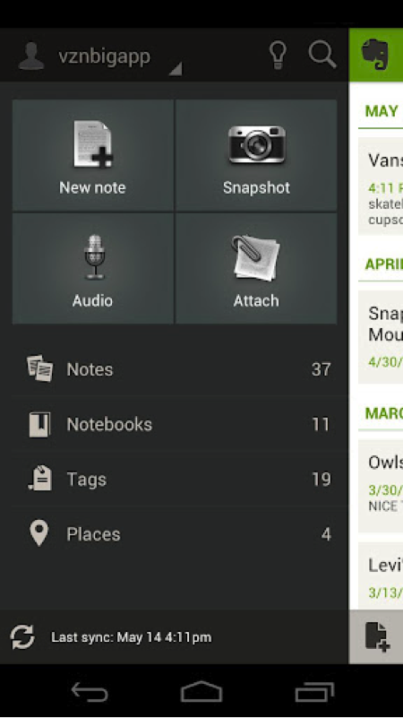 how big is the android evernote app