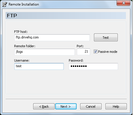 Keylogger FTP setting