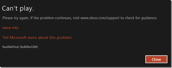 windows 8 media library error