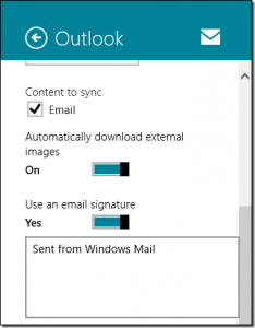 windows 8 signature email window