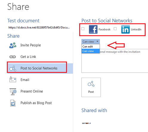 How to share MS Word 2013 files to Facebook