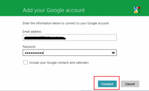 windows 8 mail app add google account