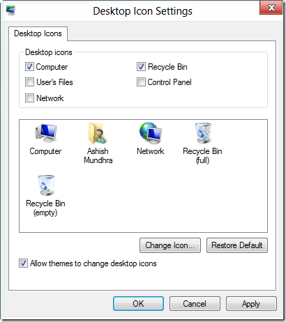 windows 8 desktop icon settings
