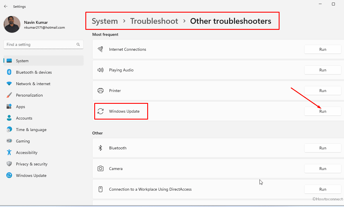 Run Windows update troubleshooter to fix the error