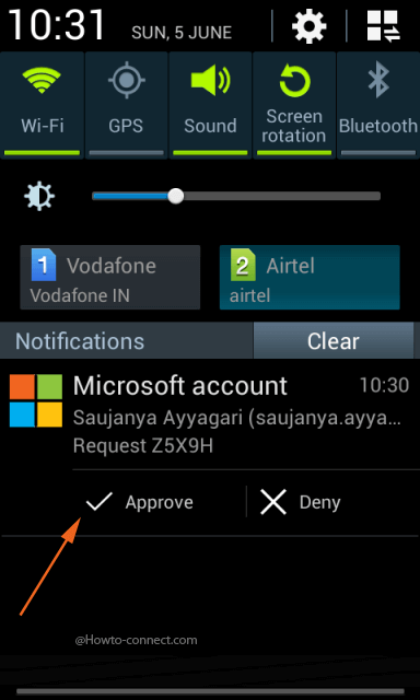 Microsoft account Approve two-step verification