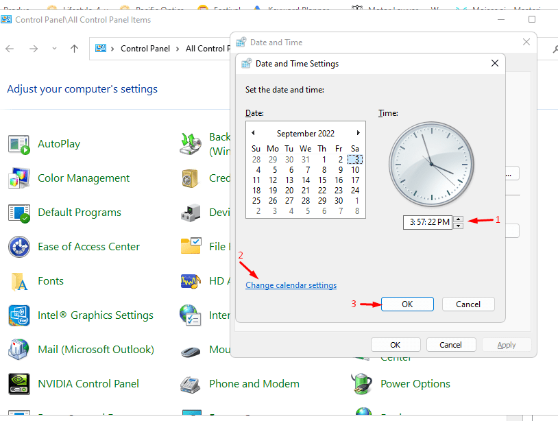 Change Calendar settings