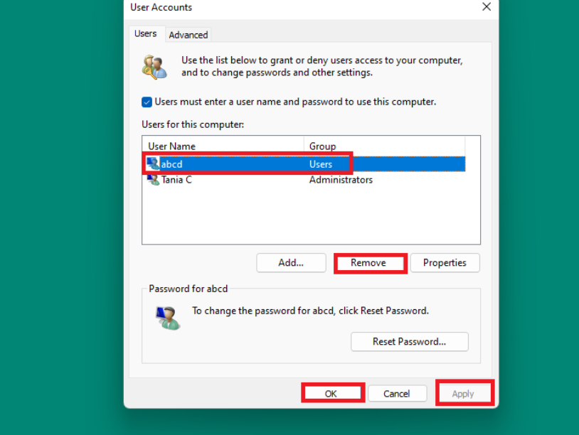 How to Remove User Account from Windows 11 netplwiz