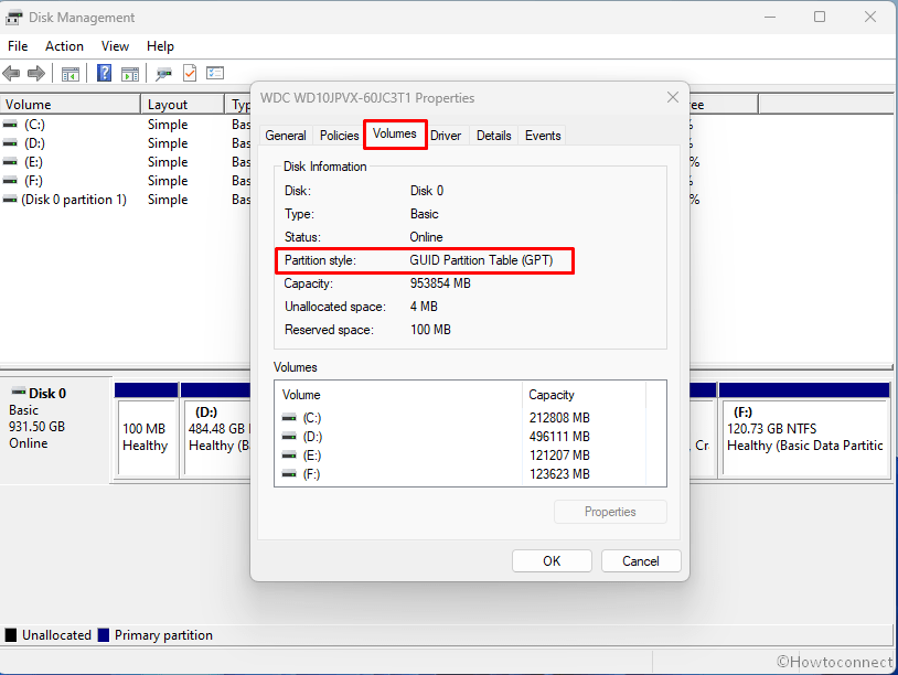 Partition Style line GPT or MBR