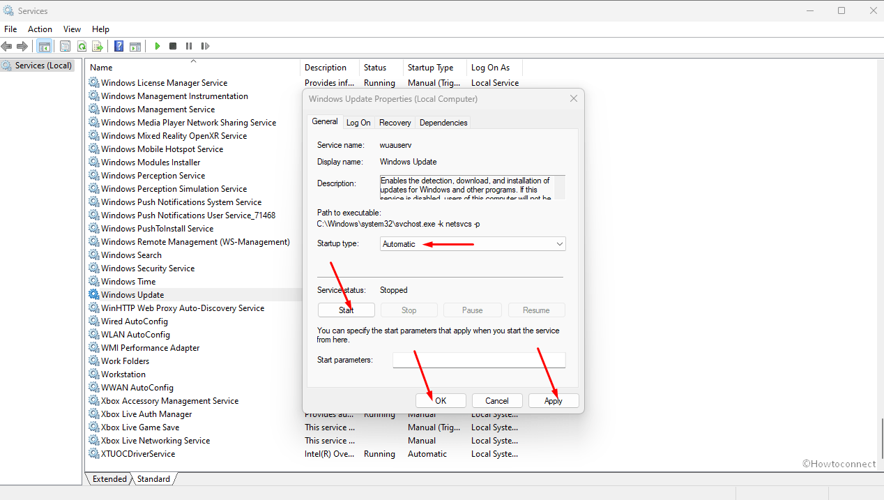 Windows Update Service Settings