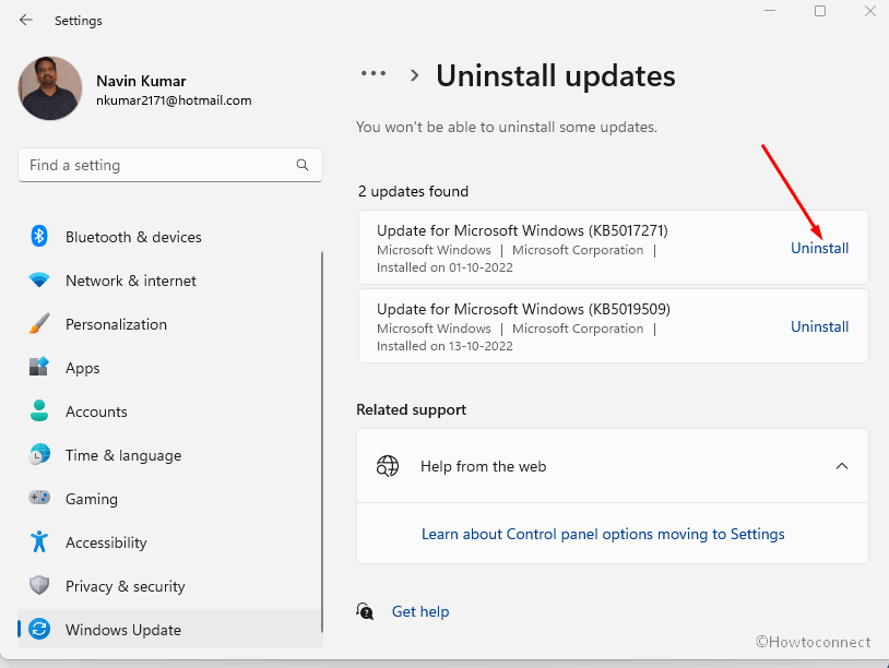 uninstall the patch from Windows update settings.