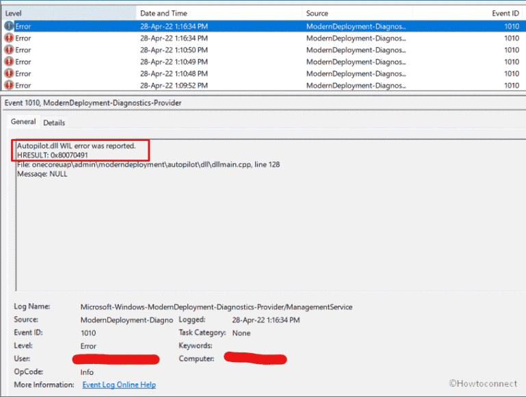 Fix "Autopilot.dll WIL error was reported 0x80070491" in Windows 11 or 10