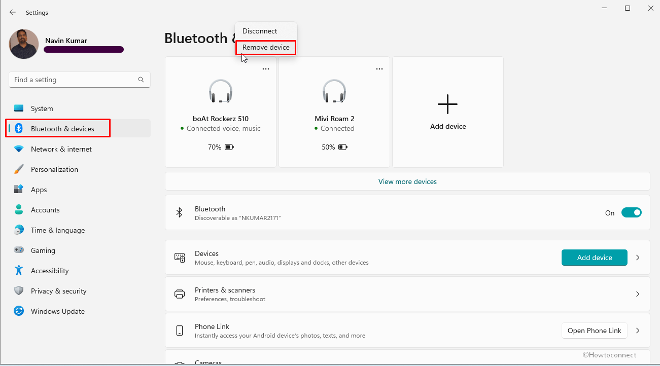 remove bluetooth device to fix blue screen bug check error