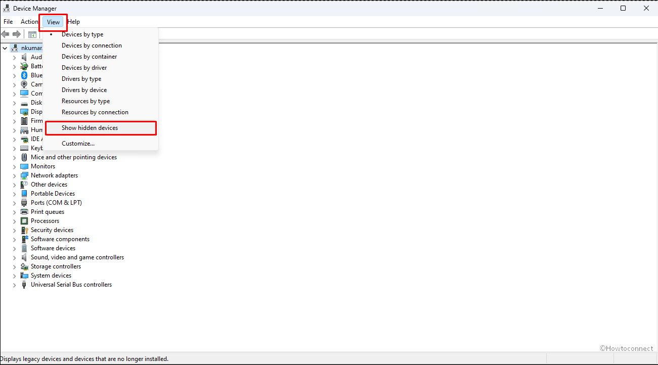 show hidden devices in device manager to see webcam