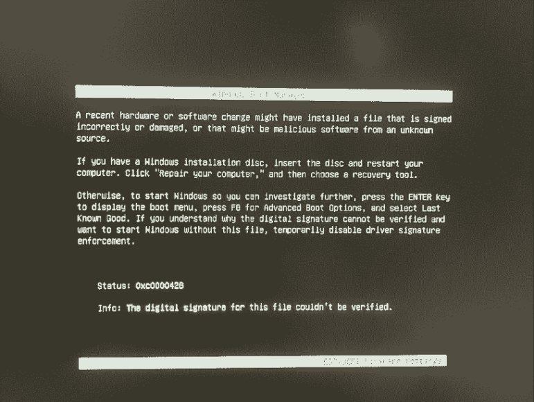 How to Fix Boot Error Status 0xc0000428 in Windows