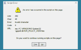 Script Error bug in Windows 11 22H2