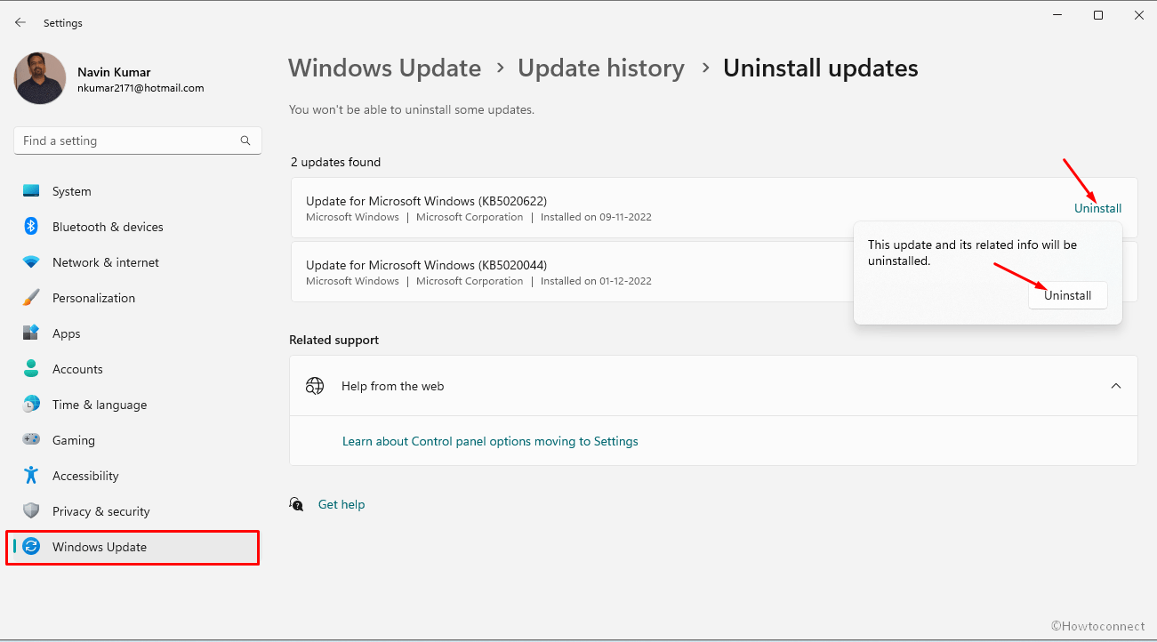 uninstall windows update to solved bsod