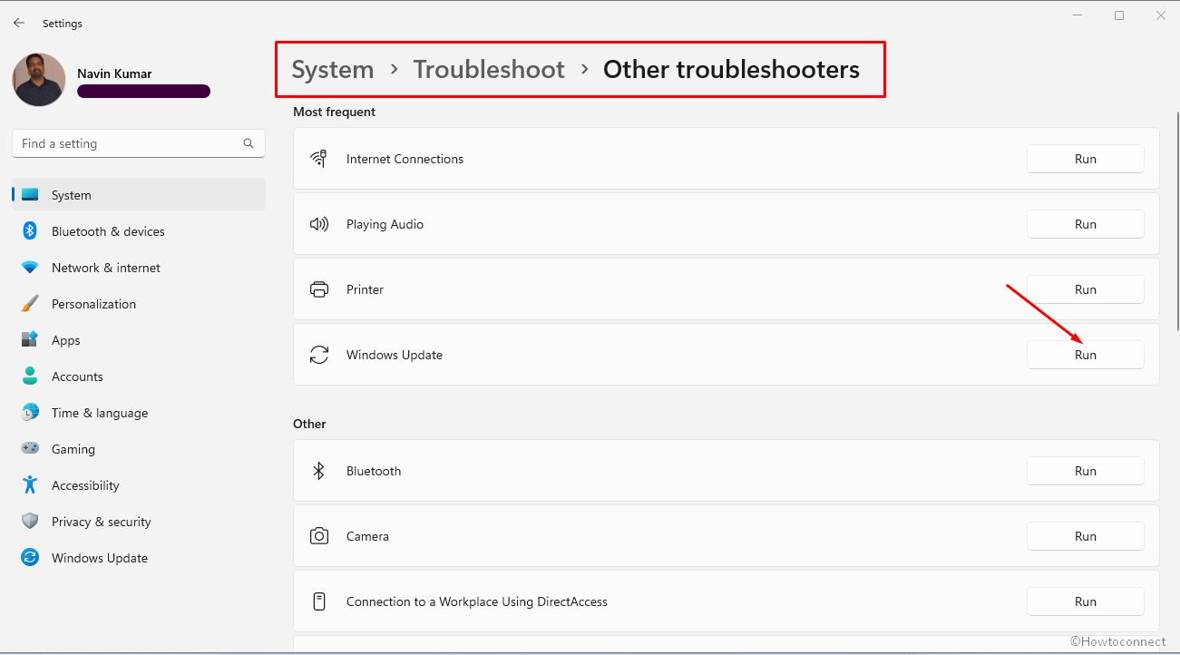 Run Troubleshooter to solve KB5022303 0x80070002, 0x800f081f, 0x8000ffff or other error