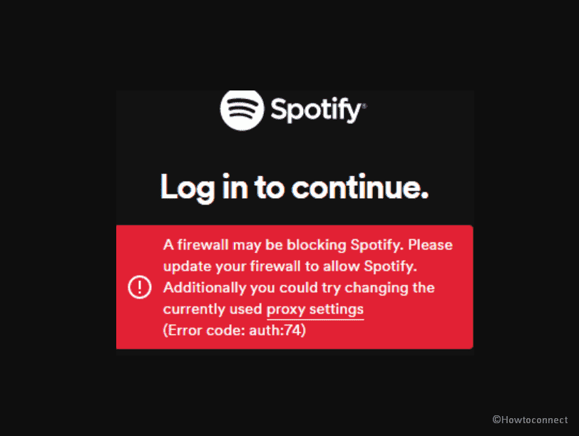 Spotify Error code auth 74