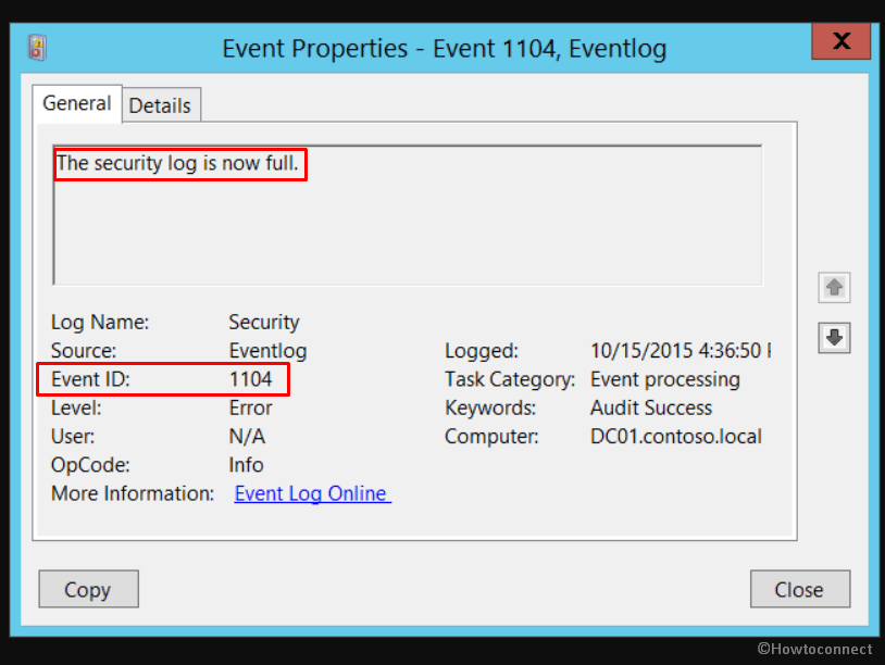 Event ID 1104 The security log is now full