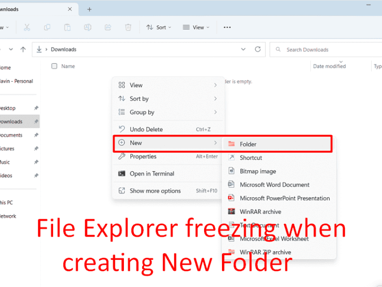Fix File Explorer freezing when creating New Folder in Windows 11 or 10