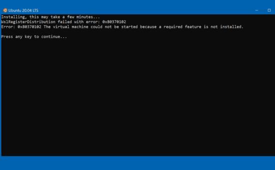 WSL register distribution failed with error