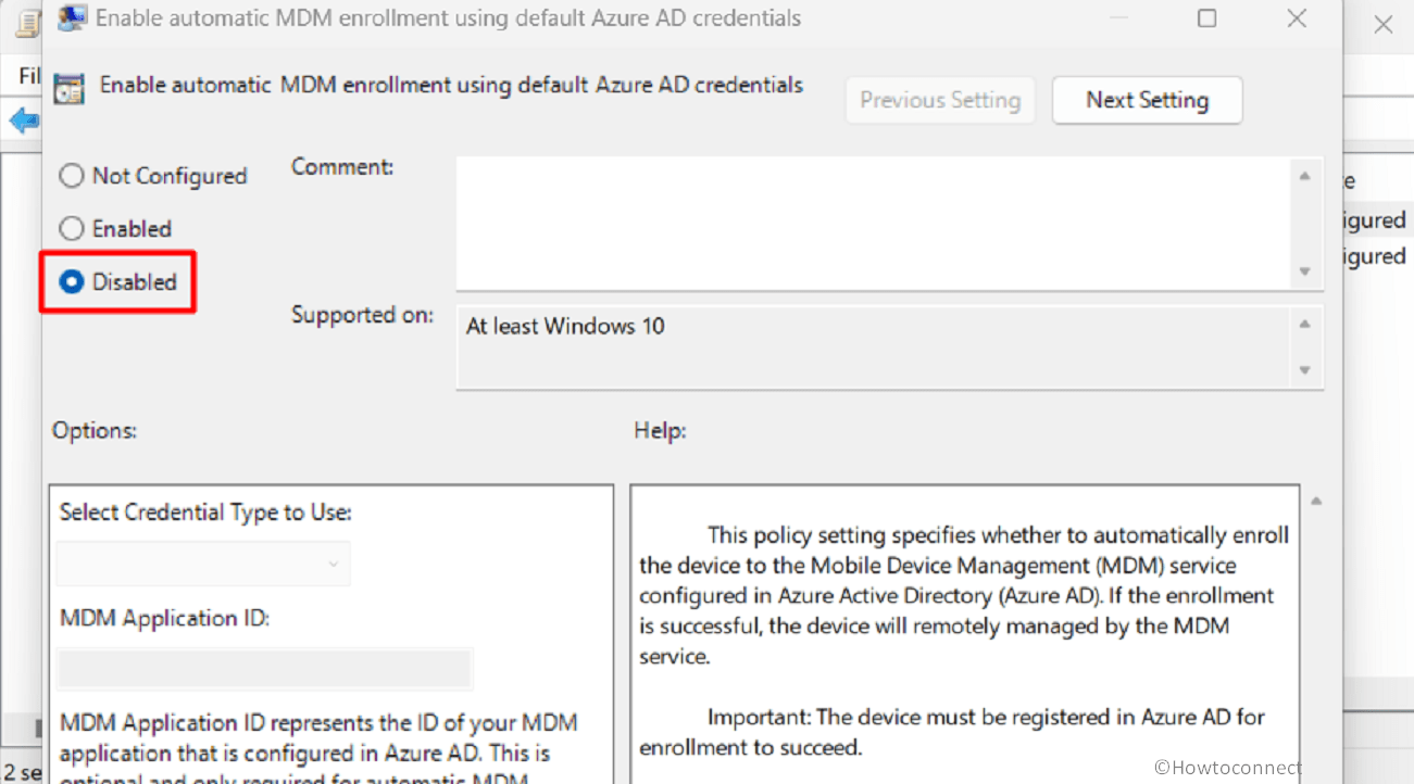 Enable automatic MDM enrollment using default Azure AD credentials in group policy editor