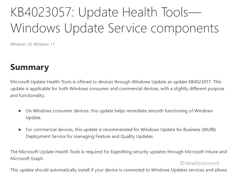 KB4023057 Microsoft Update Health Tools