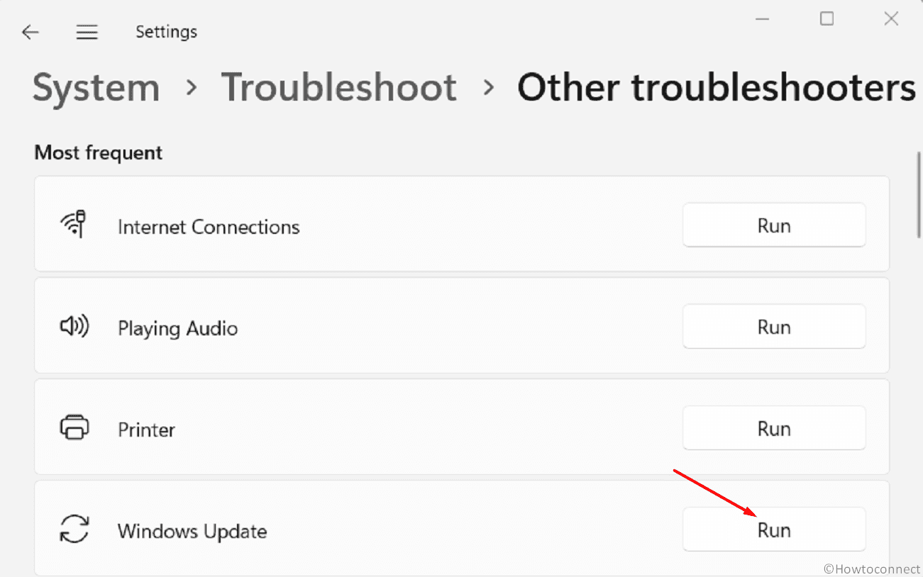 Running the windows update troubleshooter fixit tool