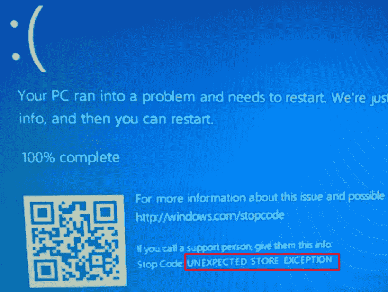 Unexpected store exception windows 10 ошибка синий. Unexpected store exception windows 10 ошибка синий