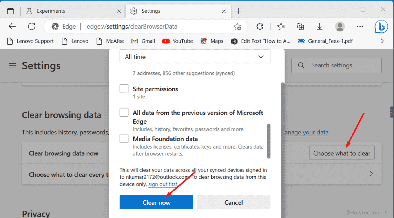 Clear Microsoft Edge Cache and Cookies in Windows 11