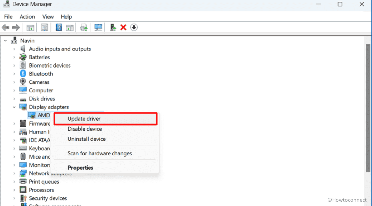 Device manager update driver on the context menu