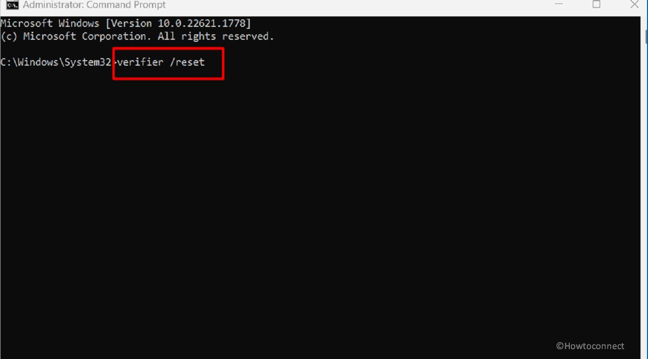 Reset Driver verifier command prompt