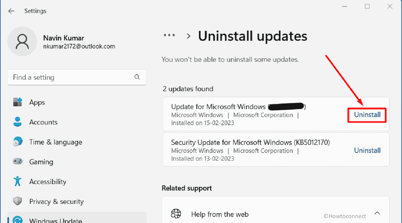 Uninstall the May 2023 Security patches using settings app